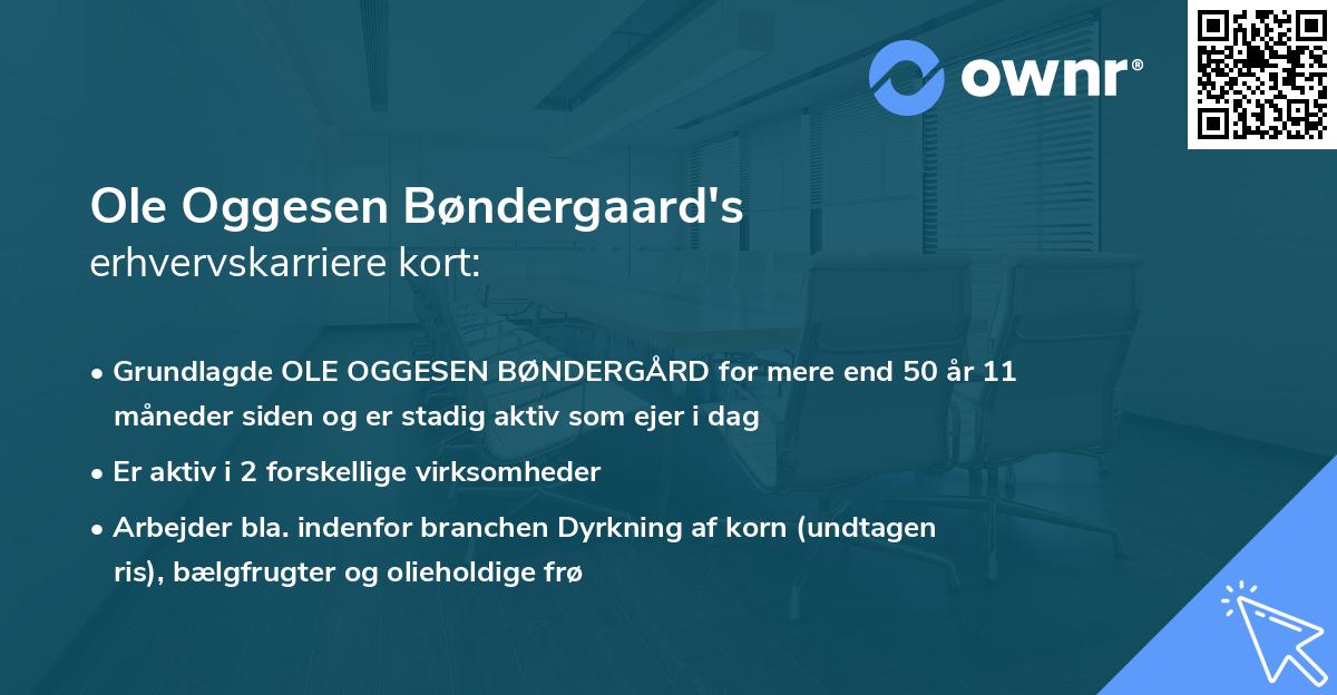 Ole Oggesen Bøndergaard's erhvervskarriere kort
