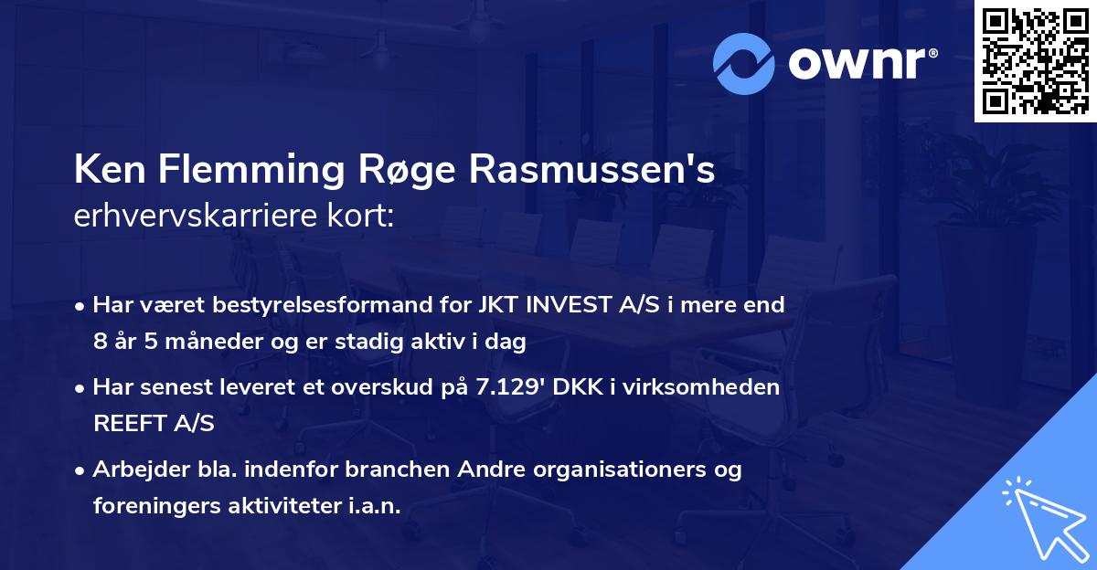 Ken Flemming Røge Rasmussen's erhvervskarriere kort