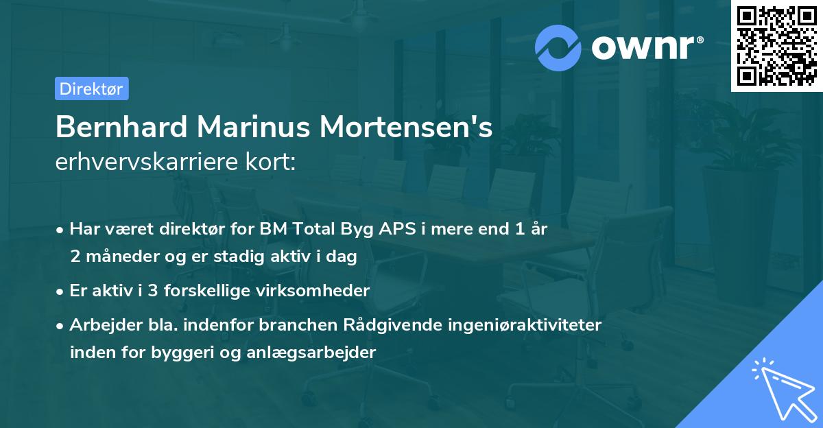 Bernhard Marinus Mortensen's erhvervskarriere kort