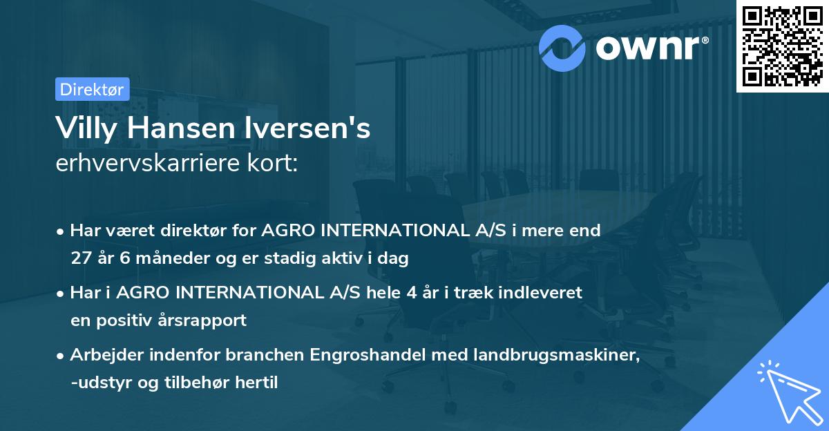 Villy Hansen Iversen's erhvervskarriere kort