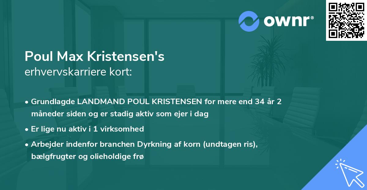 Poul Max Kristensen's erhvervskarriere kort