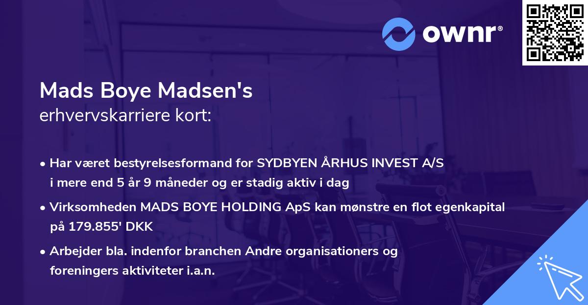 Mads Boye Madsen's erhvervskarriere kort
