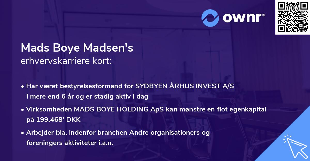 Mads Boye Madsen's erhvervskarriere kort