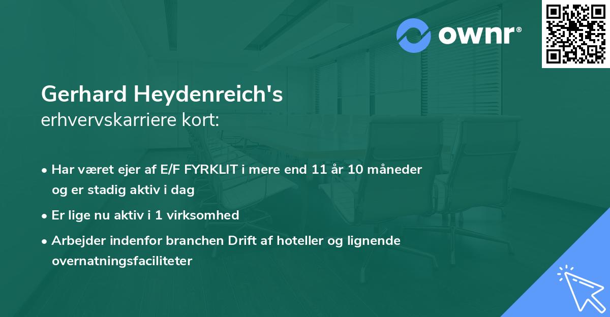 Gerhard Heydenreich's erhvervskarriere kort