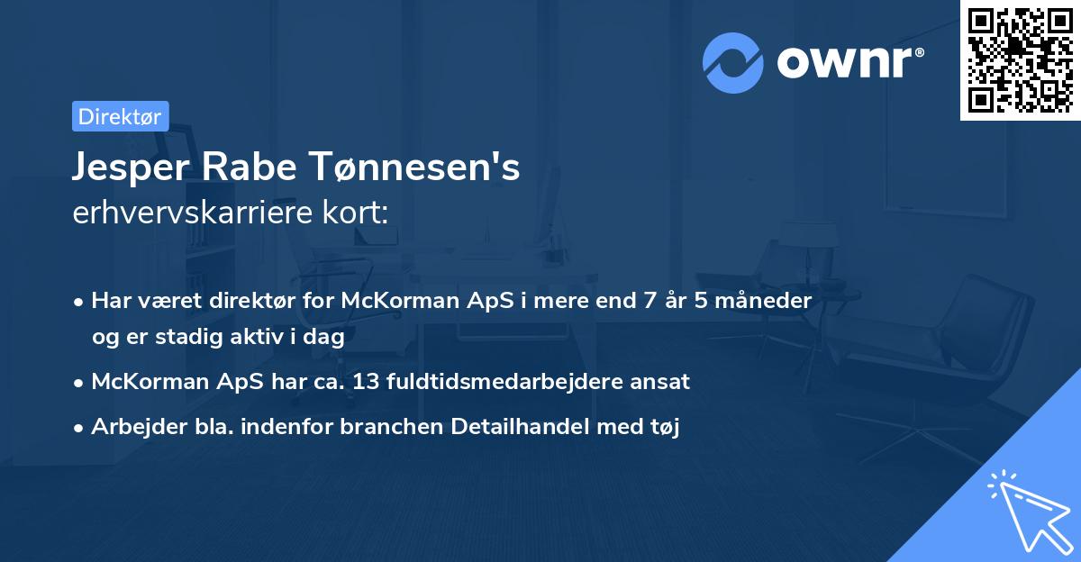 Jesper Rabe Tønnesen's erhvervskarriere kort