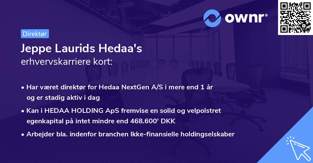 Jeppe Laurids Hedaa's erhvervskarriere kort