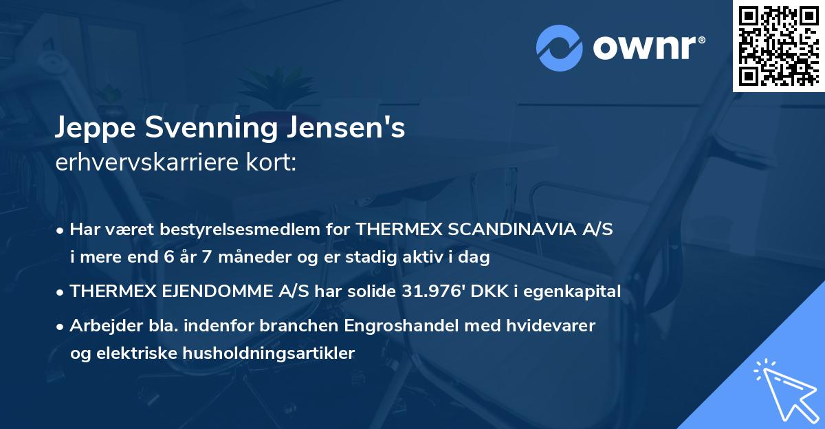Jeppe Svenning Jensen's erhvervskarriere kort