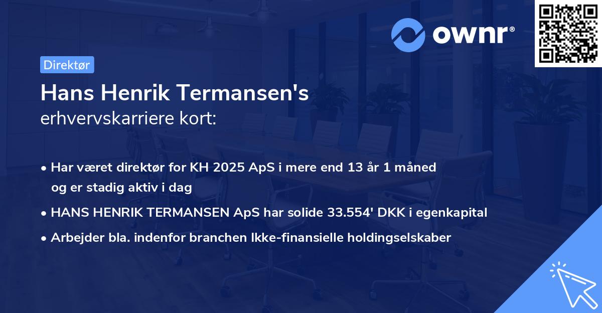 Hans Henrik Termansen's erhvervskarriere kort
