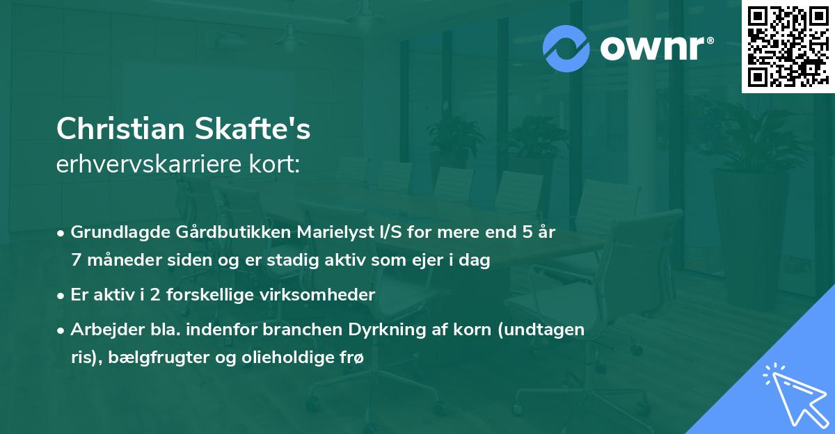 Christian Skafte's erhvervskarriere kort