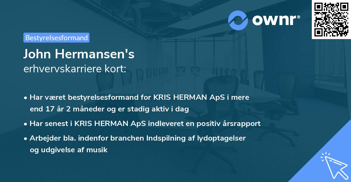 John Hermansen's erhvervskarriere kort