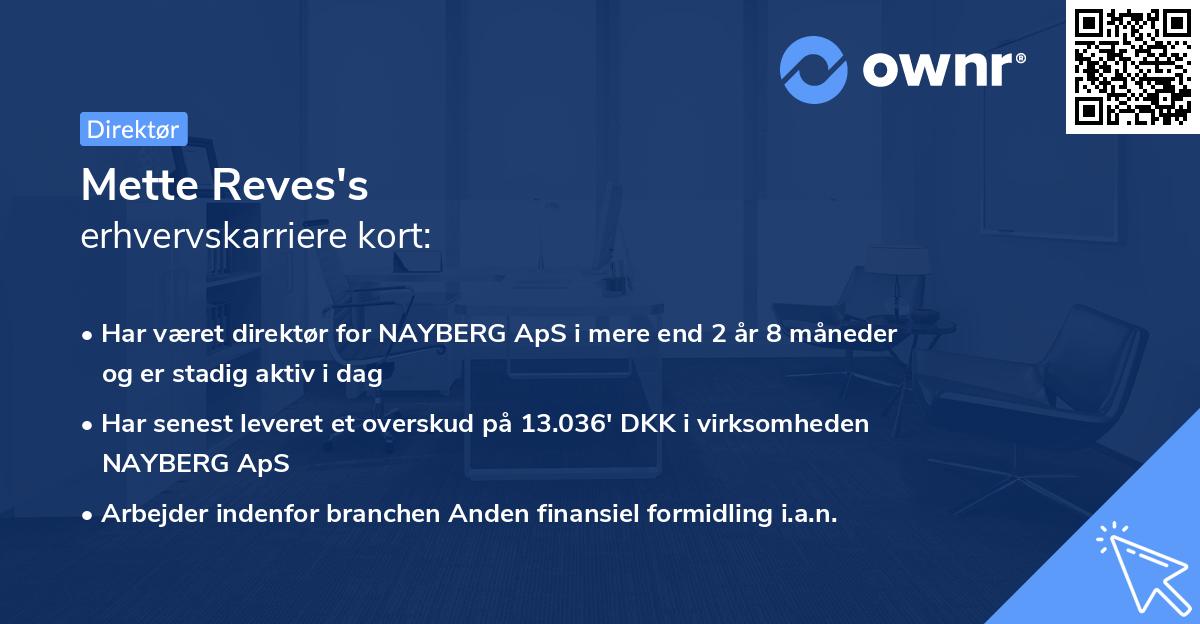 Mette Reves's erhvervskarriere kort