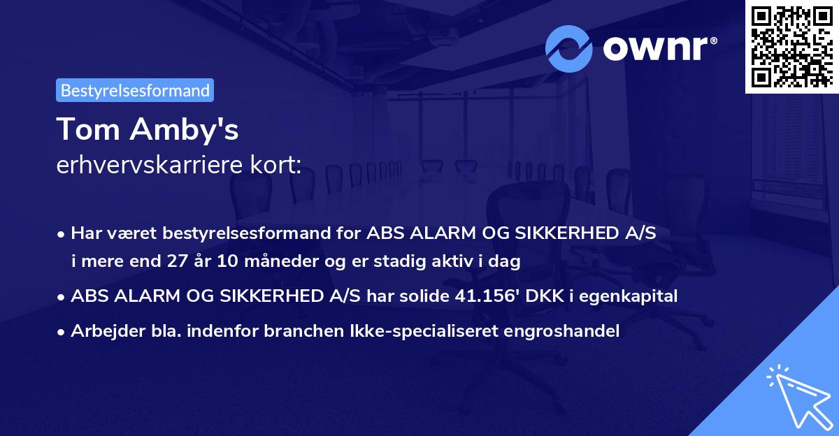 Tom Amby's erhvervskarriere kort