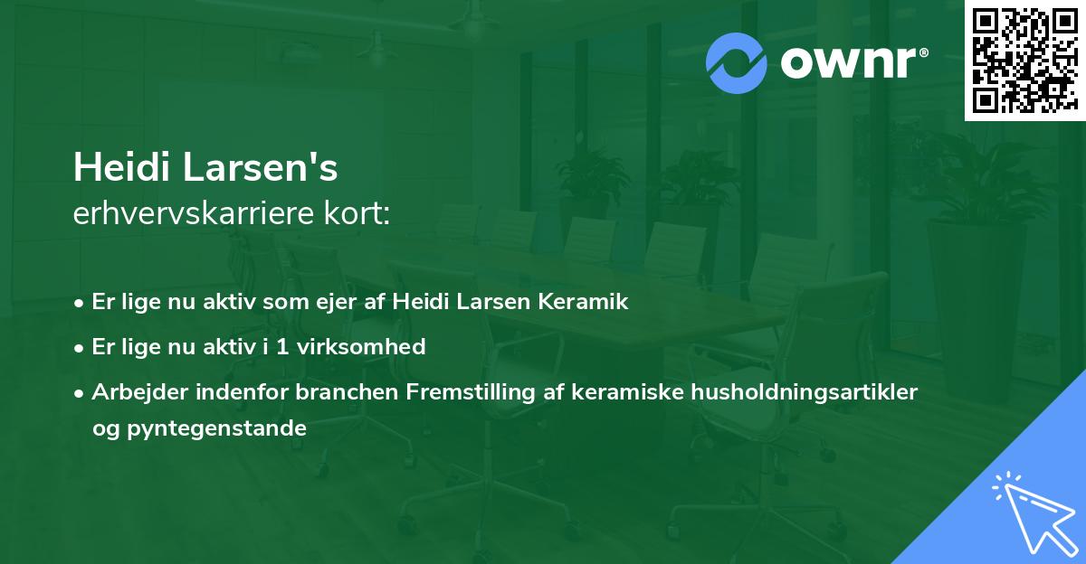 Heidi Larsen's erhvervskarriere kort