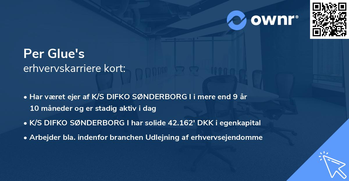 Per Glue's erhvervskarriere kort
