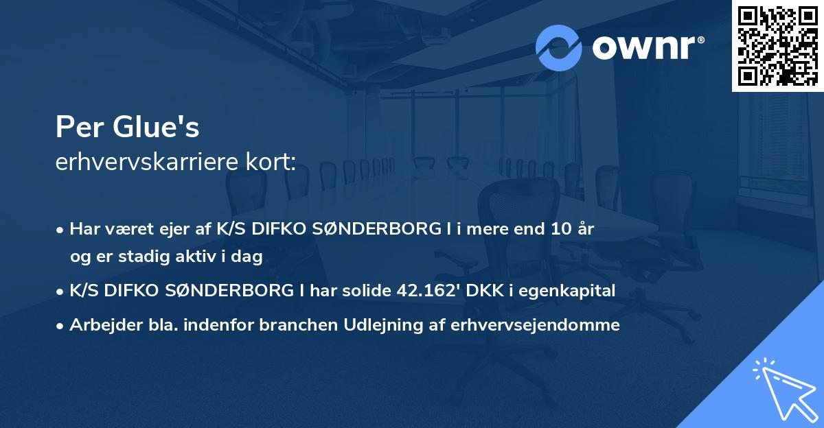 Per Glue's erhvervskarriere kort