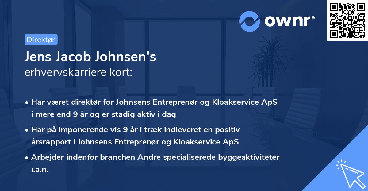 Jens Jacob Johnsen's erhvervskarriere kort