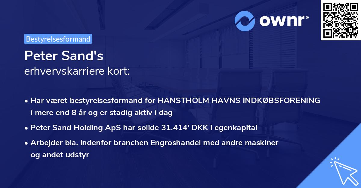 Peter Sand's erhvervskarriere kort