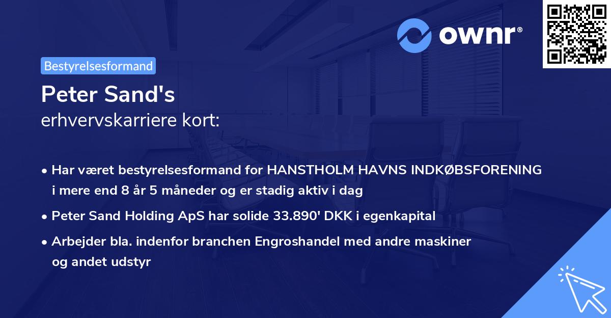 Peter Sand's erhvervskarriere kort