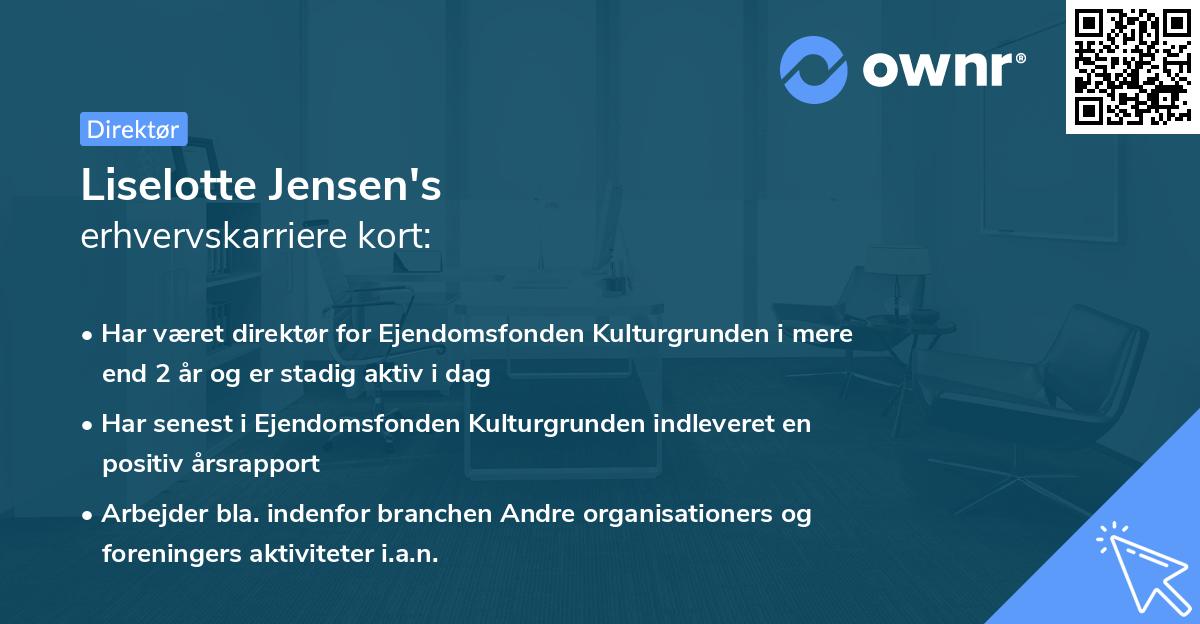 Liselotte Jensen's erhvervskarriere kort
