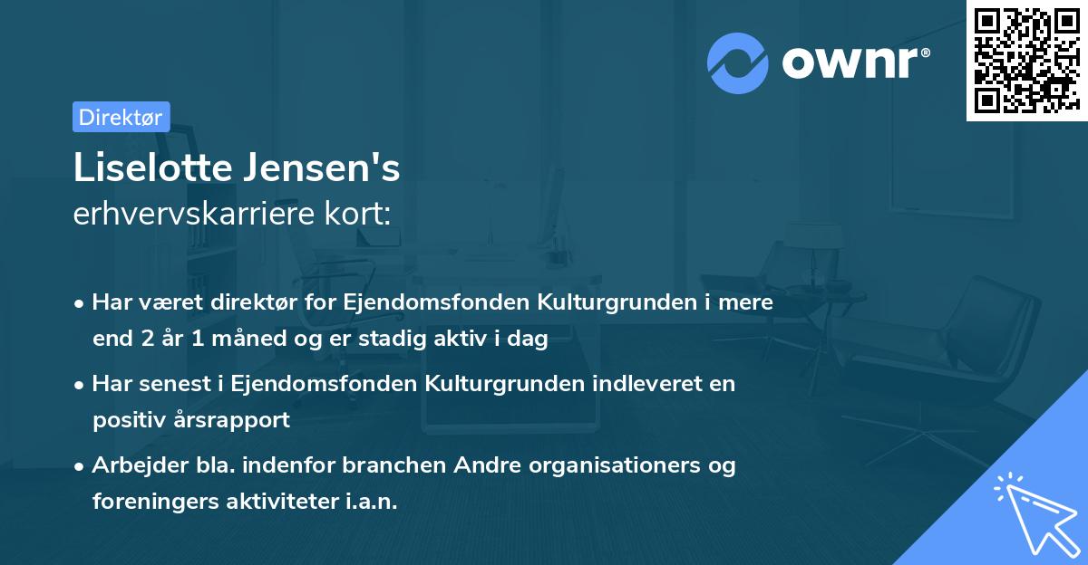 Liselotte Jensen's erhvervskarriere kort