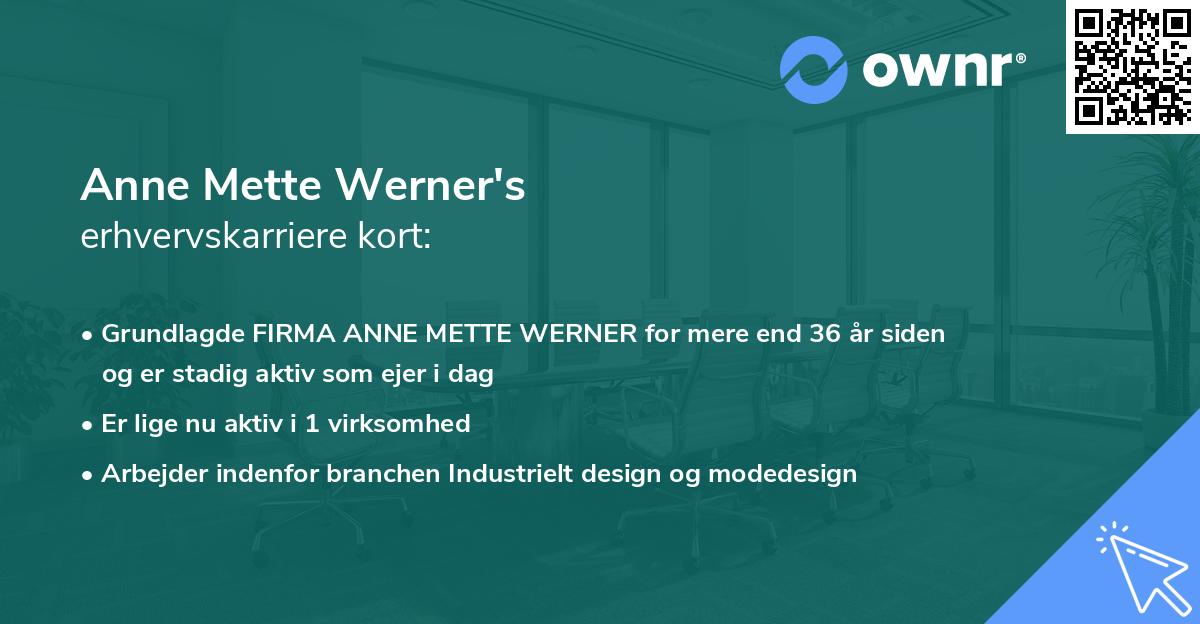 Anne Mette Werner's erhvervskarriere kort