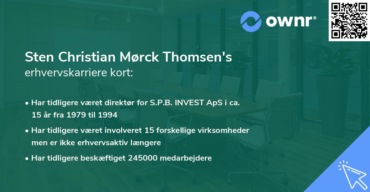 Sten Christian Mørck Thomsen's erhvervskarriere kort