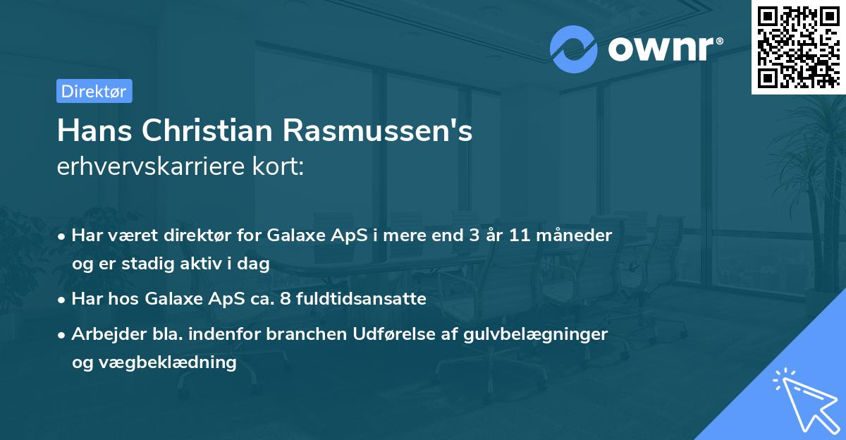 Hans Christian Rasmussen's erhvervskarriere kort