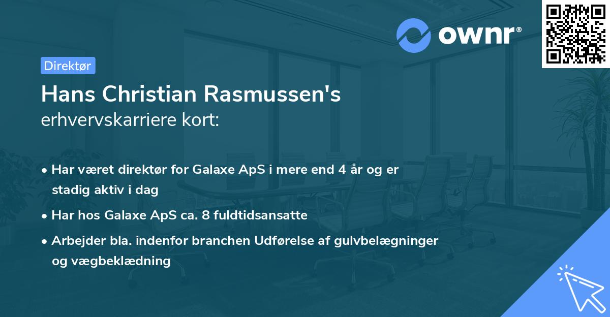 Hans Christian Rasmussen's erhvervskarriere kort
