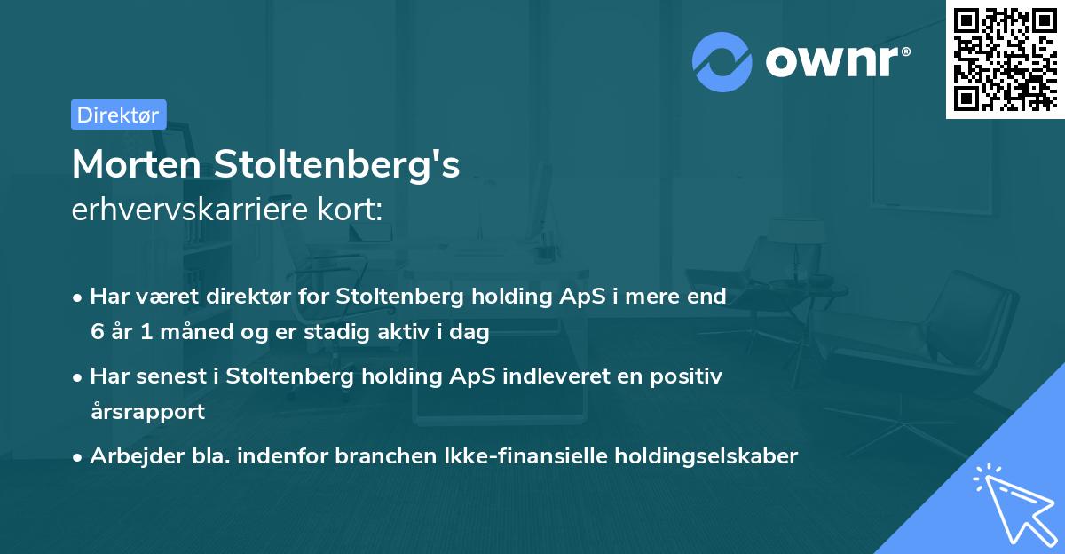 Morten Stoltenberg's erhvervskarriere kort