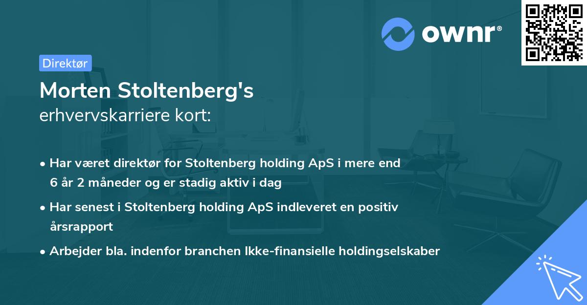 Morten Stoltenberg's erhvervskarriere kort
