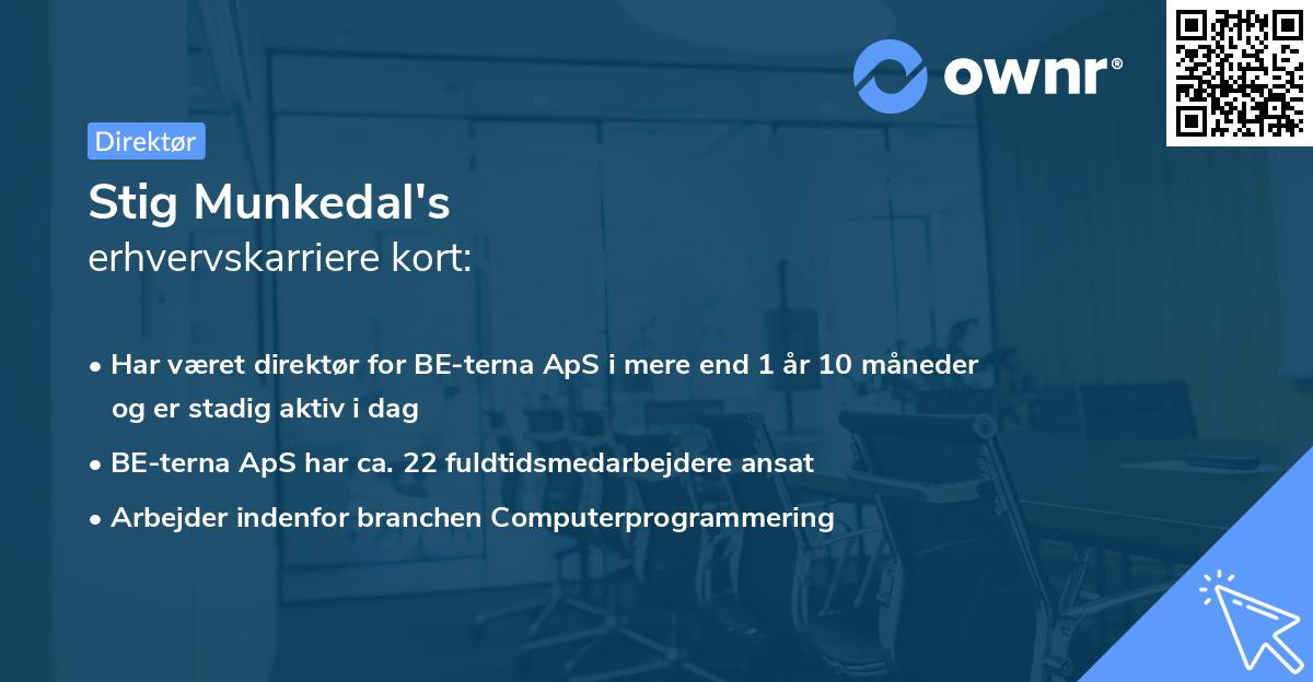 Stig Munkedal's erhvervskarriere kort