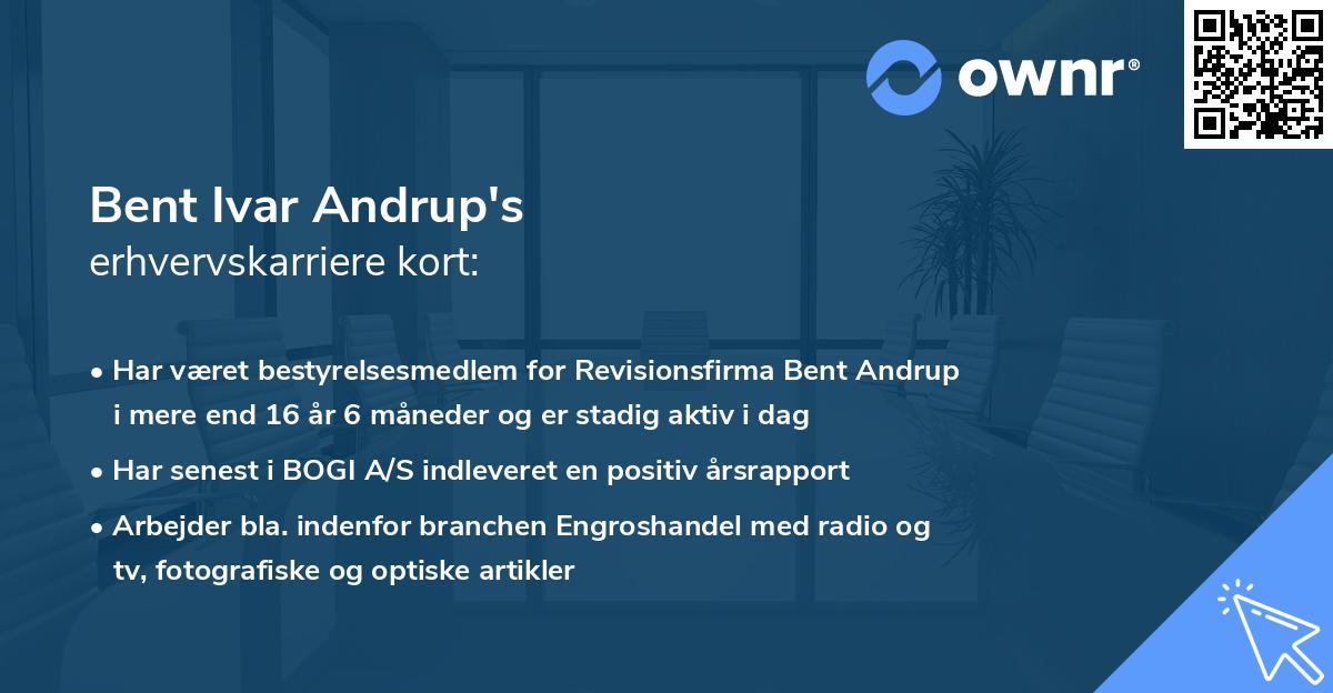 Bent Ivar Andrup's erhvervskarriere kort