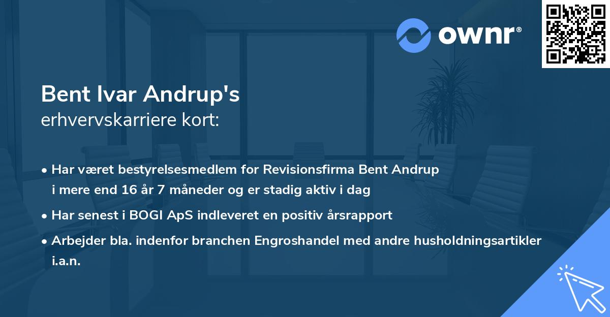 Bent Ivar Andrup's erhvervskarriere kort