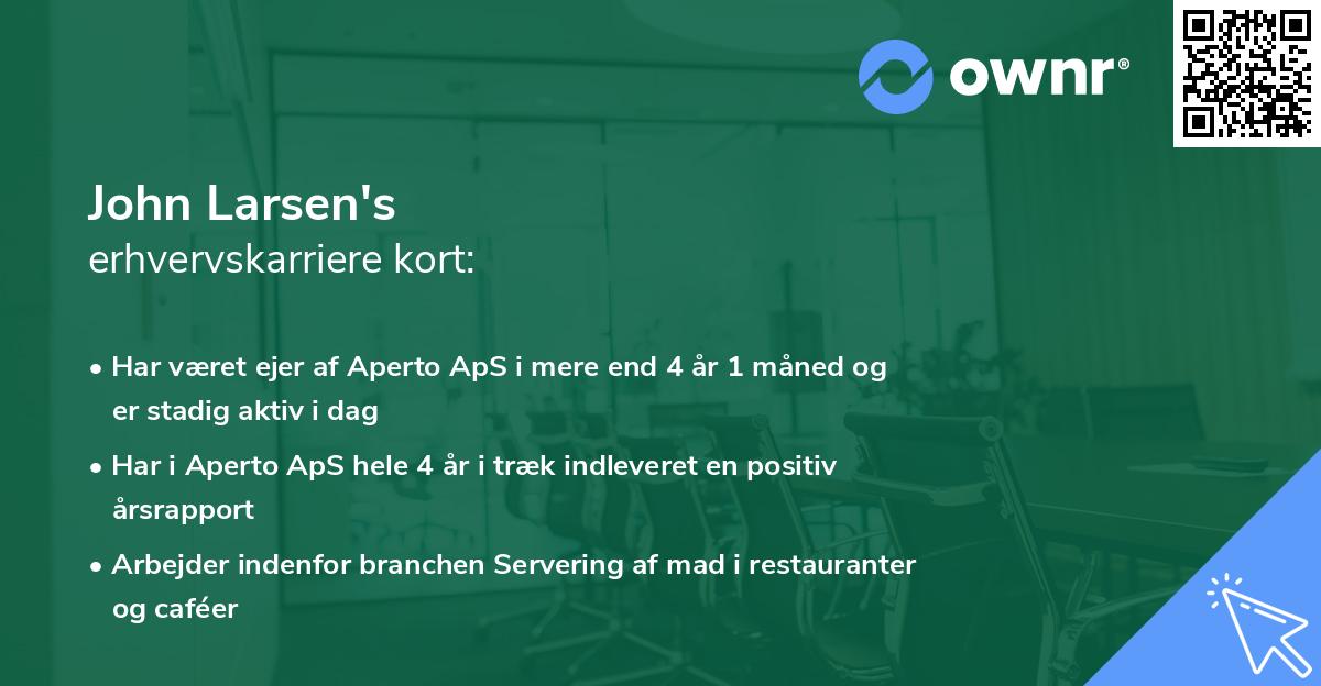 John Larsen's erhvervskarriere kort