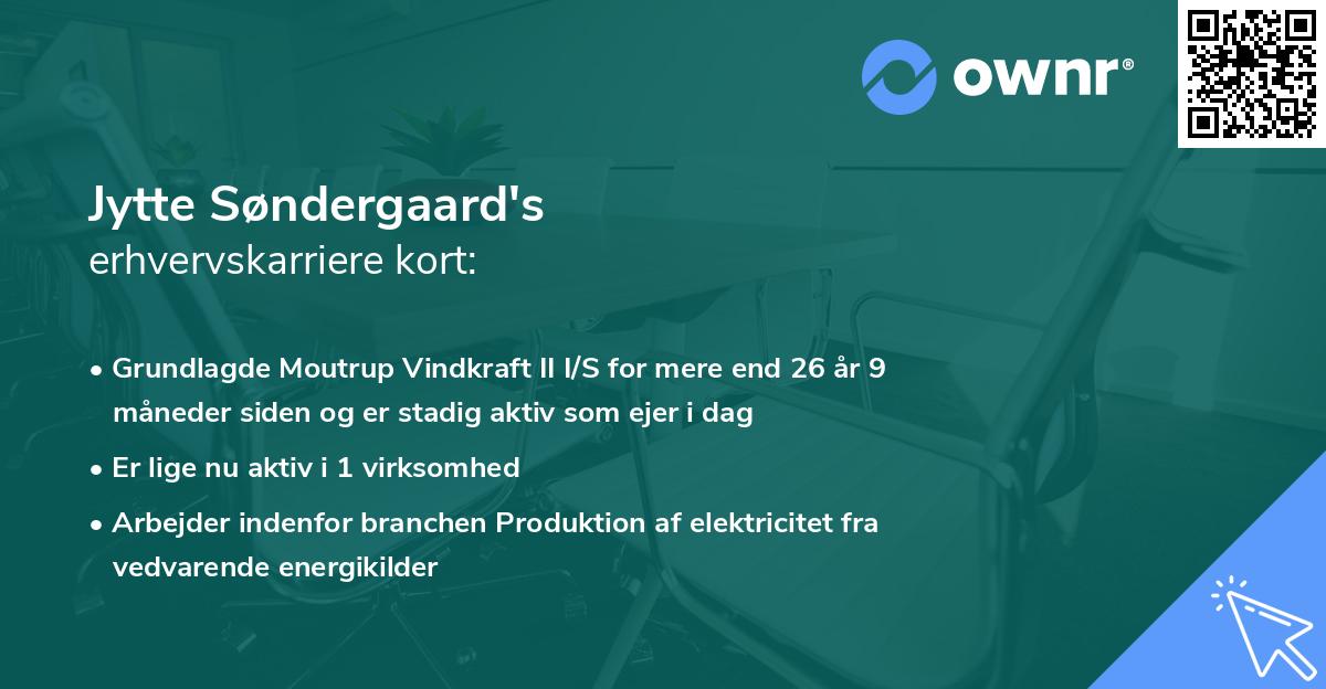 Jytte Søndergaard's erhvervskarriere kort