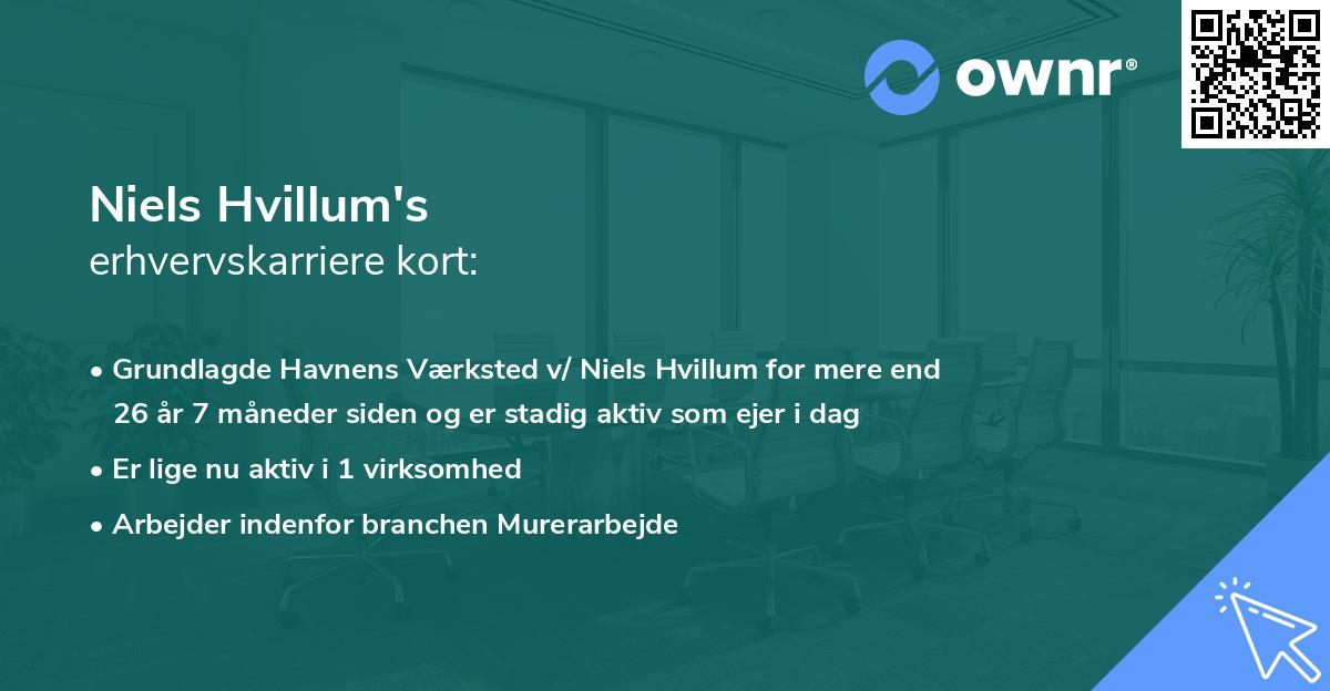 Niels Hvillum's erhvervskarriere kort