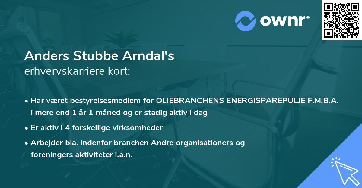 Anders Stubbe Arndal's erhvervskarriere kort