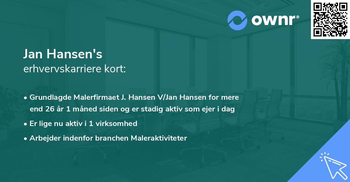 Jan Hansen's erhvervskarriere kort