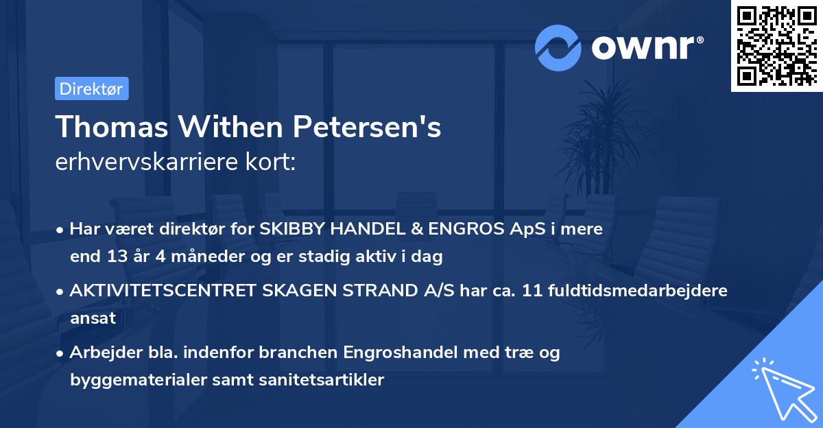 Thomas Withen Petersen's erhvervskarriere kort