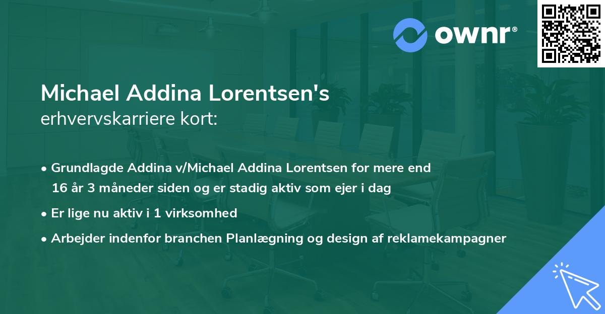 Michael Addina Lorentsen's erhvervskarriere kort
