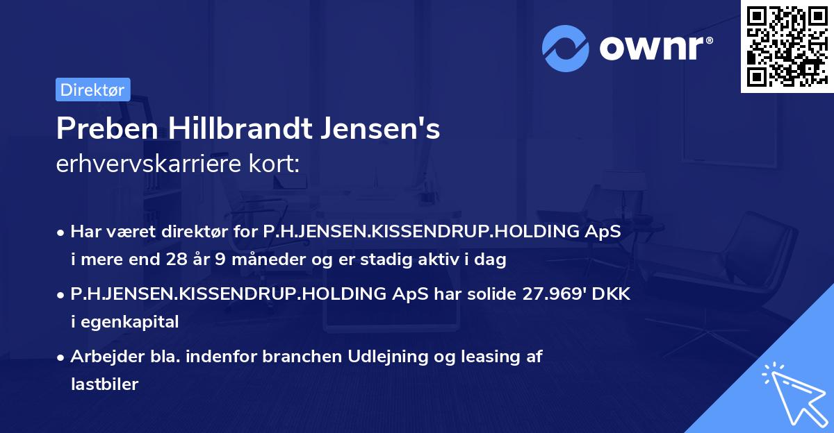 Preben Hillbrandt Jensen's erhvervskarriere kort