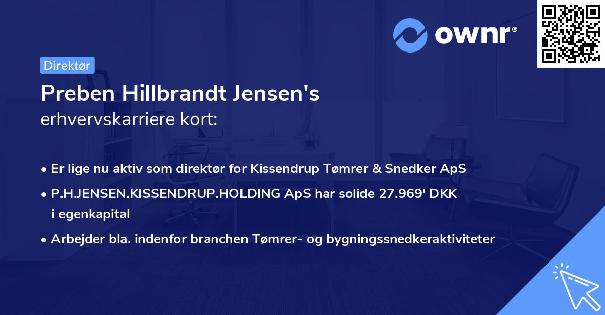 Preben Hillbrandt Jensen's erhvervskarriere kort