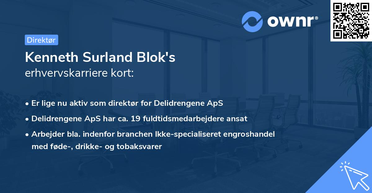 Kenneth Surland Blok's erhvervskarriere kort