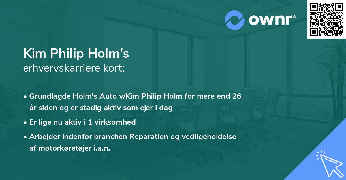 Kim Philip Holm's erhvervskarriere kort
