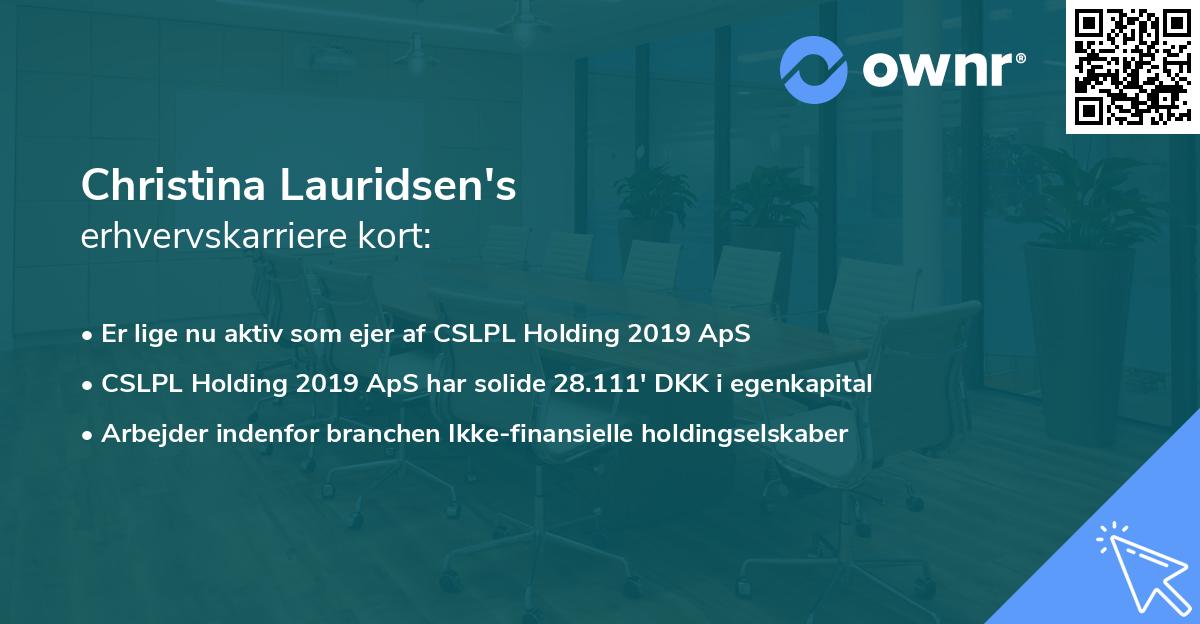 Christina Lauridsen's erhvervskarriere kort
