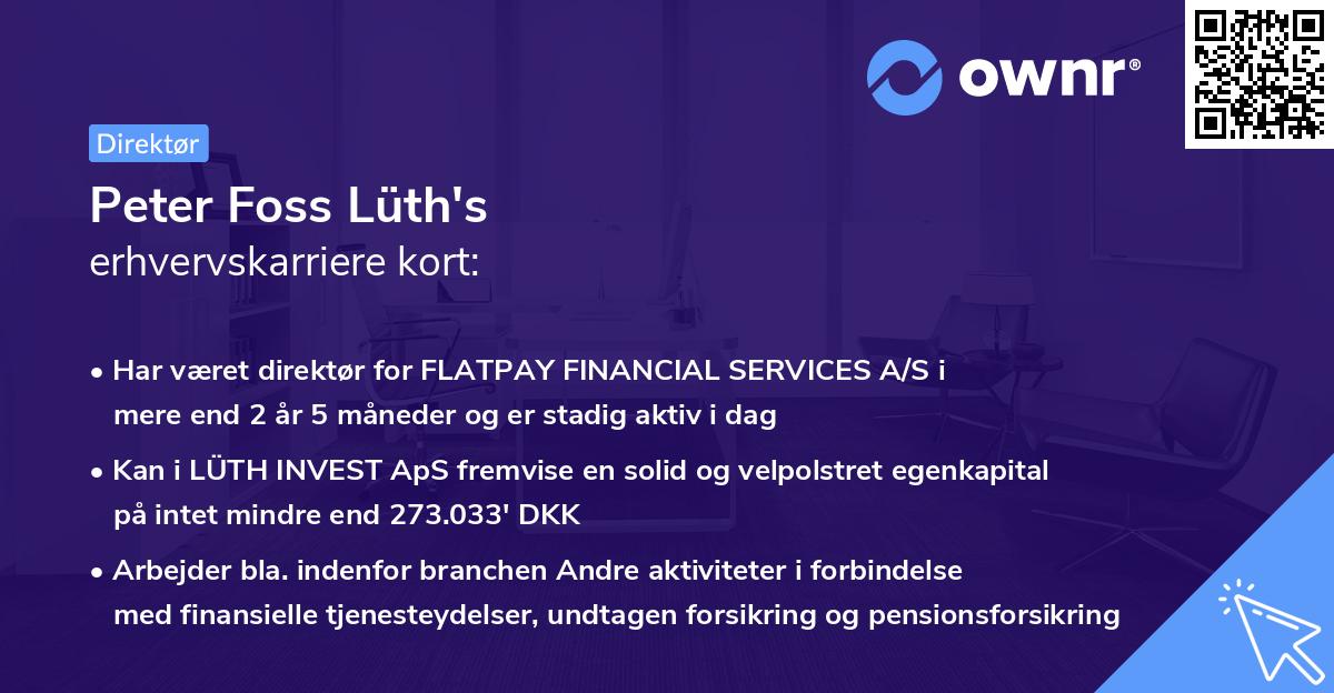 Peter Foss Lüth's erhvervskarriere kort