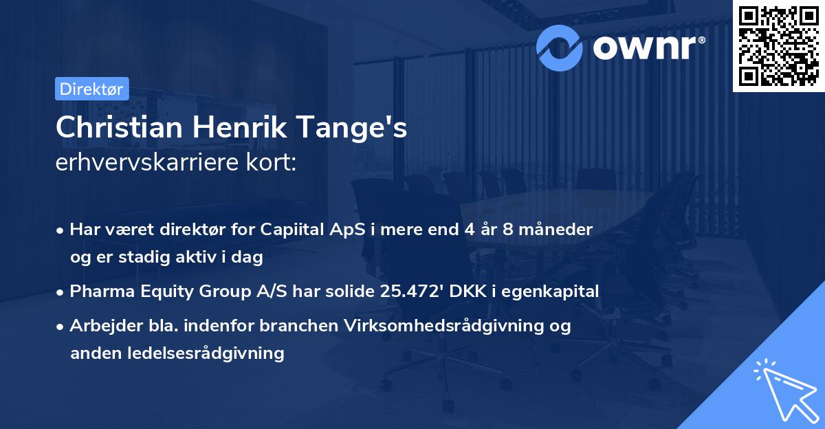 Christian Henrik Tange's erhvervskarriere kort