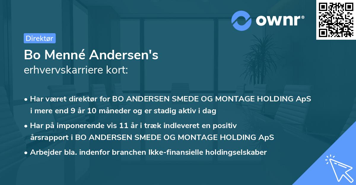 Bo Menné Andersen's erhvervskarriere kort