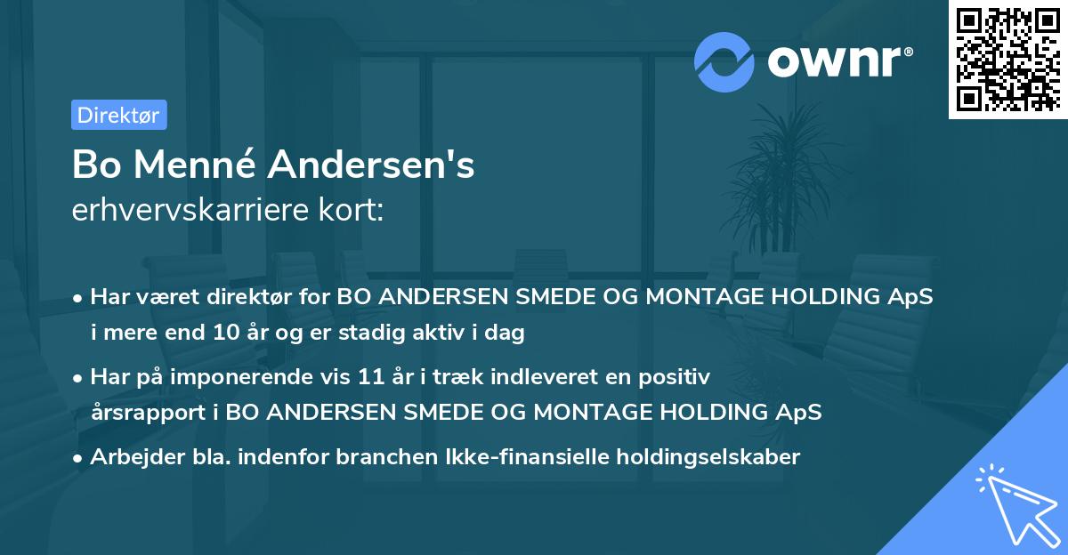 Bo Menné Andersen's erhvervskarriere kort