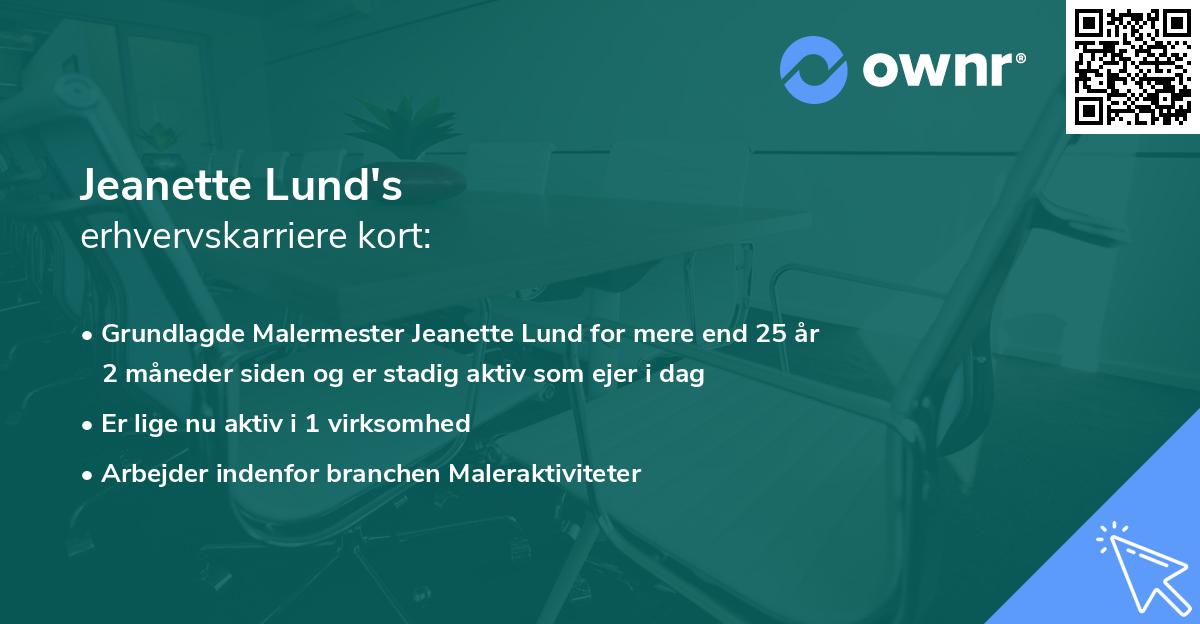 Jeanette Lund's erhvervskarriere kort
